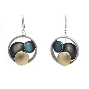 Blue Catsite Circles within Circle Dangles by Christophe Poly